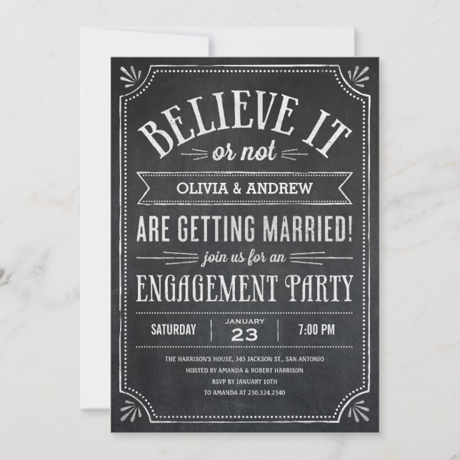Believe It or Not Engagement Party Invitations (Front)