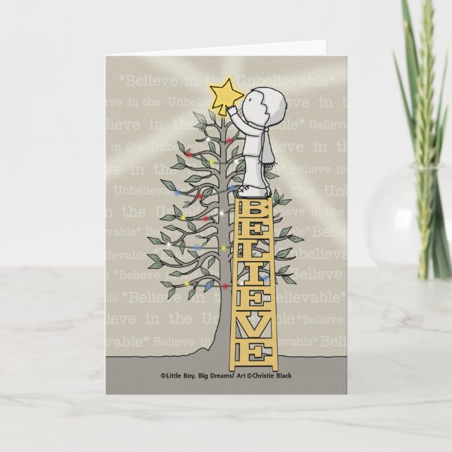 Believe Ladder -Christmas Tree Holiday Card (Front)