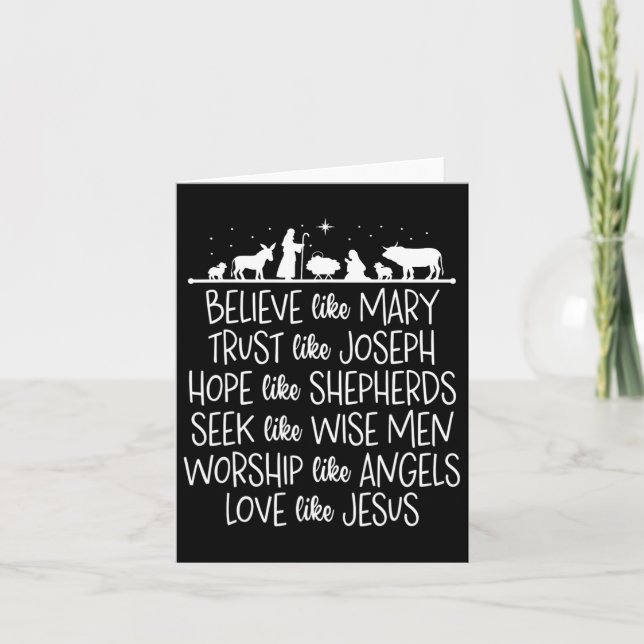 Believe Like Mary Trust Like Joseph Praying Christ Card (Front)