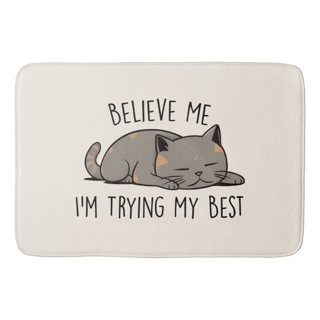 Believe Me, I’m Trying My Best – Sleeping Cat Bath Mat (Front)