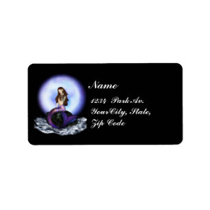 Believe Mermaid Black Purple Avery Labels 2