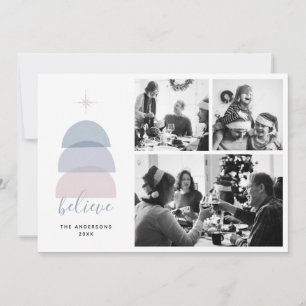 Believe. Modern Christmas religious collage photo Holiday Card
