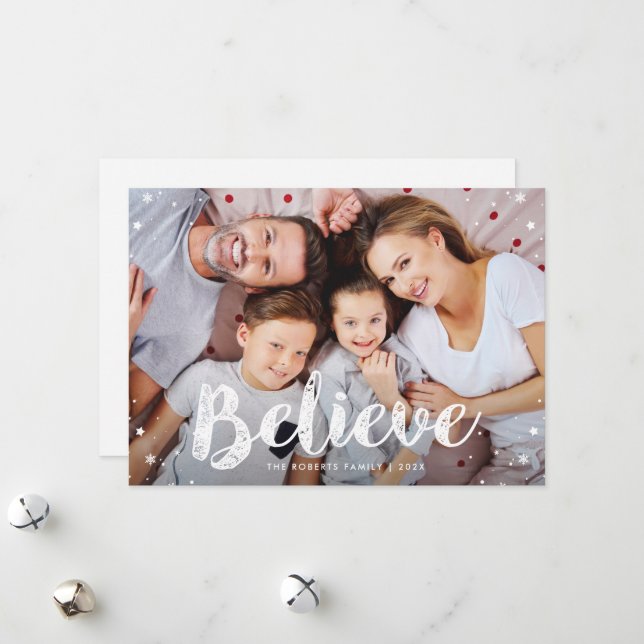 BELIEVE | modern greeting christmas card (Front/Back In Situ)