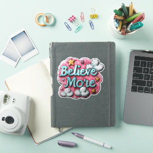 Believe More" Inspirational Sticker with Stars and