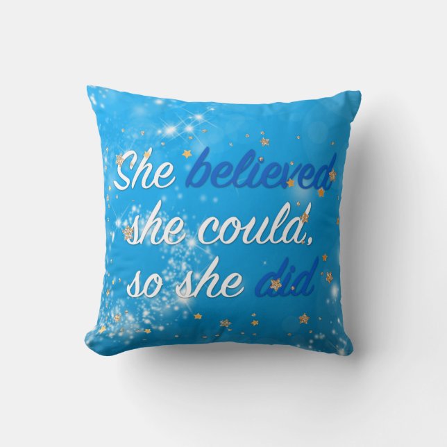 Believe Motivational Quote | Typography Script Cushion (Front)
