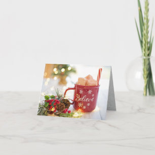 Believe Mug, Marshmallows, Christmas decorations Holiday Card