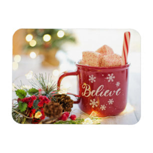 Believe Mug, Marshmallows, Christmas decorations Magnet