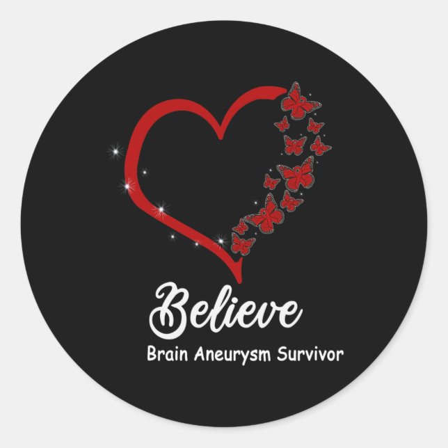Believe Multiple Brain Aneurysm Awareness Classic Round Sticker (Front)