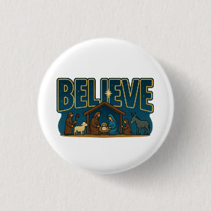 Believe Nativity 3 Cm Round Badge