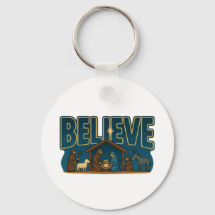 Believe Nativity Key Ring