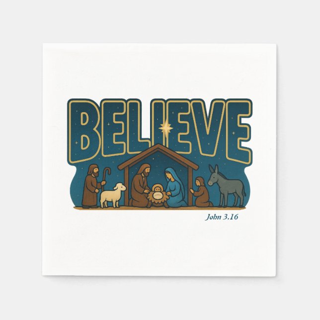 Believe Nativity Napkin (Front)