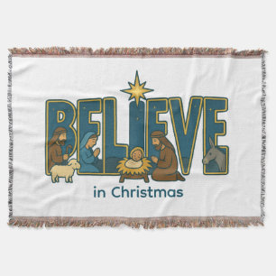 Believe nativity  throw blanket