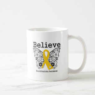 Believe - Neuroblastoma Cancer Butterfly Coffee Mug