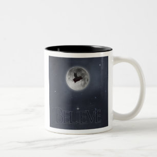 Believe-nocturnal flying pig Two-Tone coffee mug