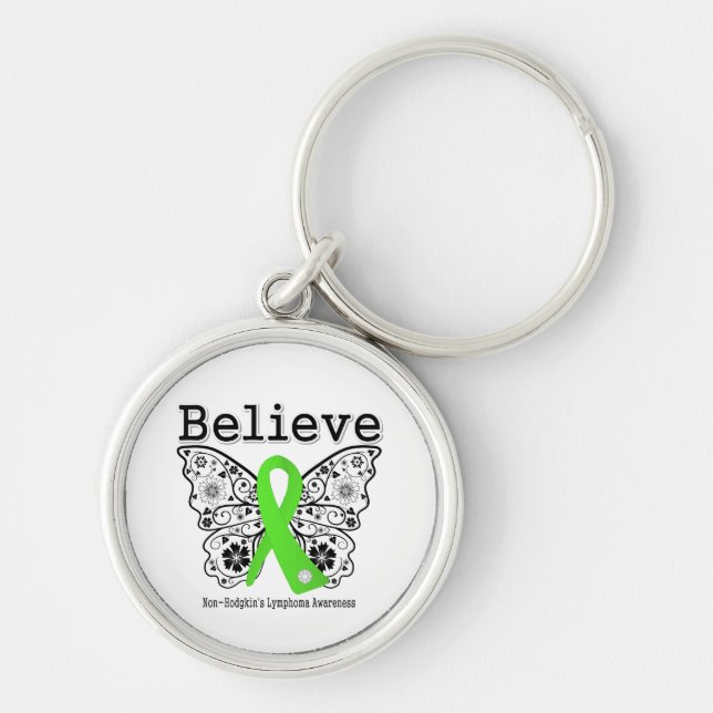 Believe - Non-Hodgkins Lymphoma  Butterfly Key Ring (Front)