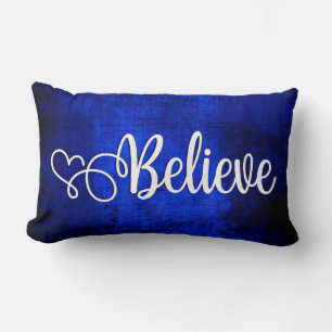 Believe on Bright Royal Blue - Lumbar Pillow