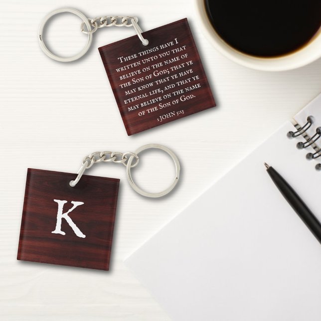 Believe on Jesus KJV Bible Verse Faith Monogram  Key Ring (Creator Uploaded)