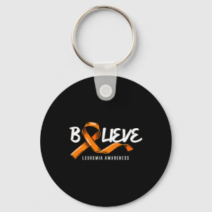 Believe Orange Ribbon Leukaemia Blood Cancer Aware Key Ring