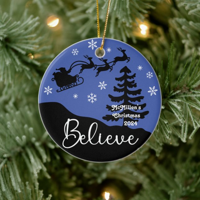 Believe Personalised Ceramic Ornament (Tree)