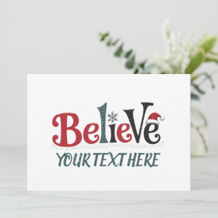 Believe Personalised Christmas Party Family  Holiday Card