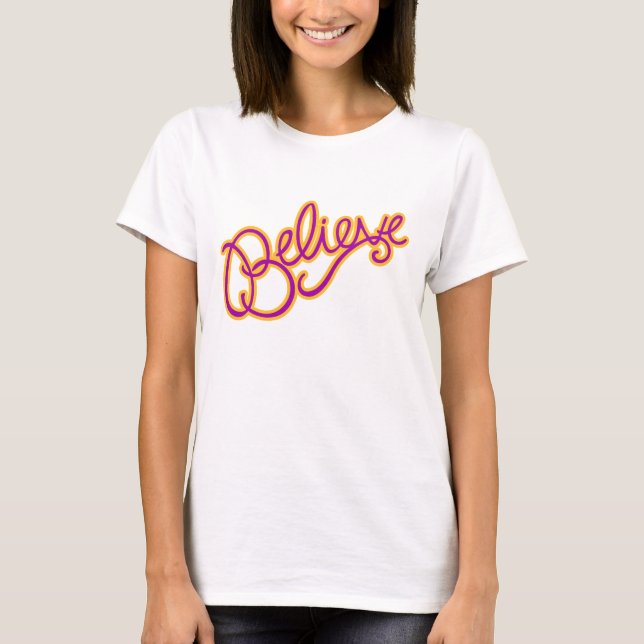 Believe pink and orange ladies graphic t-shirt (Front)