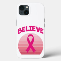 Believe Pink Ribbon Retro