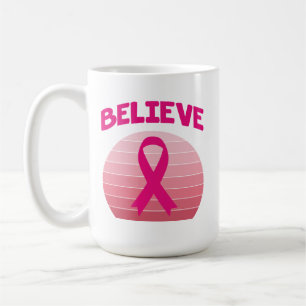 Believe Pink Ribbon Retro Coffee Mug