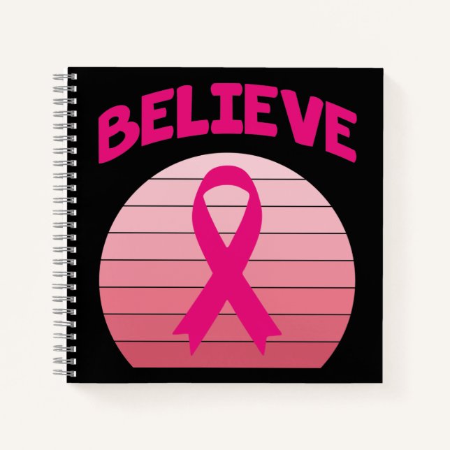 Believe Pink Ribbon Retro Journal (Front)