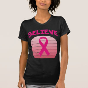 Believe Pink Ribbon Retro T-Shirt