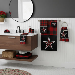 Believe plaid star bath towel set