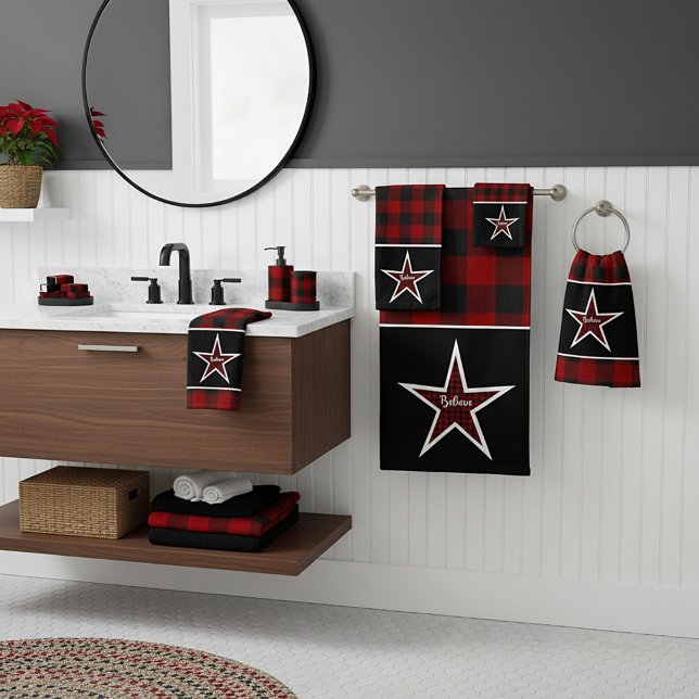 Believe plaid star bath towel set (Creator Uploaded)