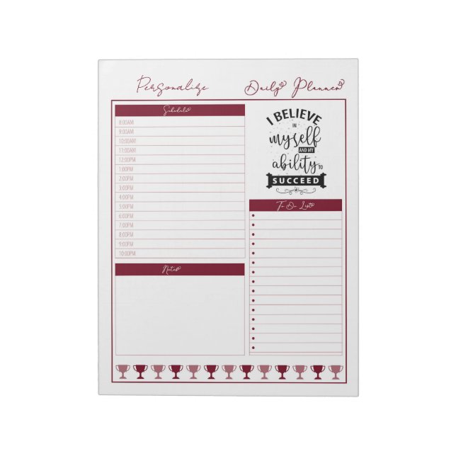 Believe Positive Affirmation Quote Daily Planner Notepad (Rotated)