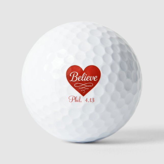 Believe red and white heart golf balls (Front)
