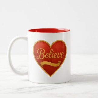 Believe Red Heart Two-Tone Coffee Mug