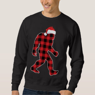 Believe Red Plaid Bigfoot Christmas Sasquatch Sant Sweatshirt