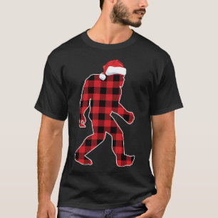 Believe Red Plaid Bigfoot Christmas Sasquatch Sant T-Shirt