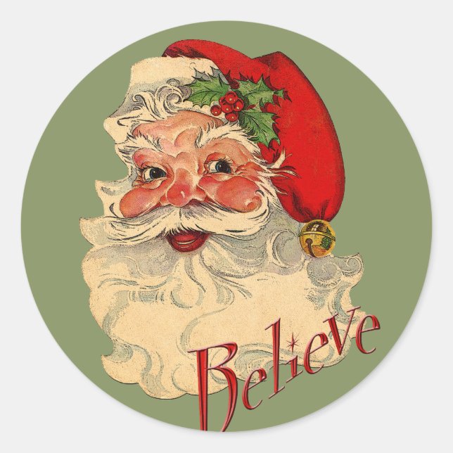 Believe Santa Classic Round Sticker (Front)