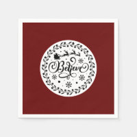 "Believe" Santa Claus Flying Sleigh Christmas