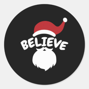 Believe Santa Cute Christmas Classic Round Sticker