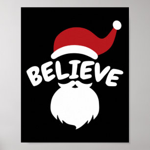 Believe Santa Cute Christmas Poster