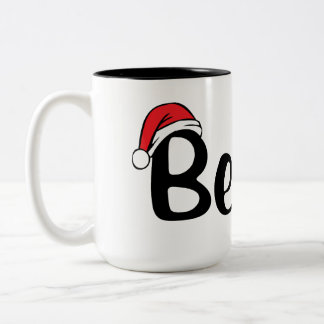 Believe, Santa hat coffee mug. Two-Tone Coffee Mug