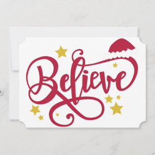 Believe santa hat holiday card