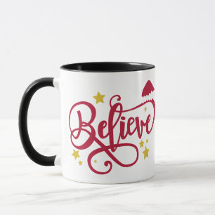 BELIEVE santa hat Mug