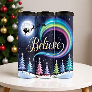 Believe Santa in Night Sky Thermal Tumbler