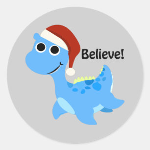 Believe! Santa Nessie Classic Round Sticker