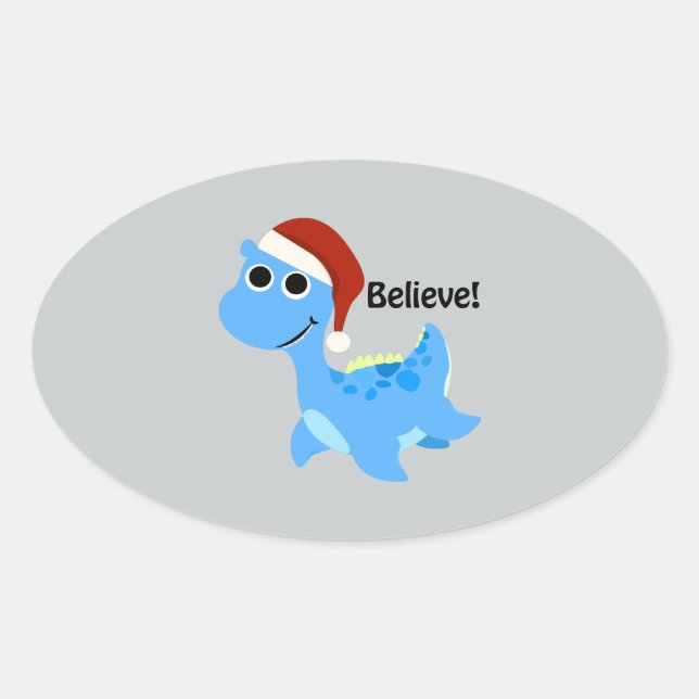 Believe! Santa Nessie Oval Sticker (Front)