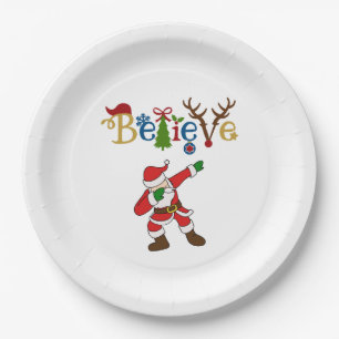 Believe, Santa Striking a Pose Paper Plate