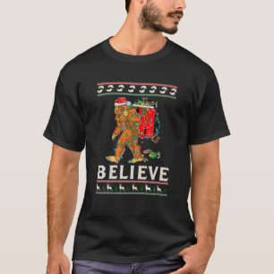 Believe Sasquatch Gorillas Christmas Tree Funny Wi T-Shirt
