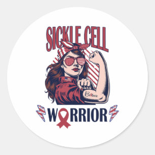 Believe Sickle Cell Warrior Bandanna Strong Woman Classic Round Sticker