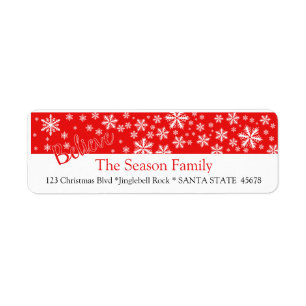 Believe snowflake holiday Label Return Address Label